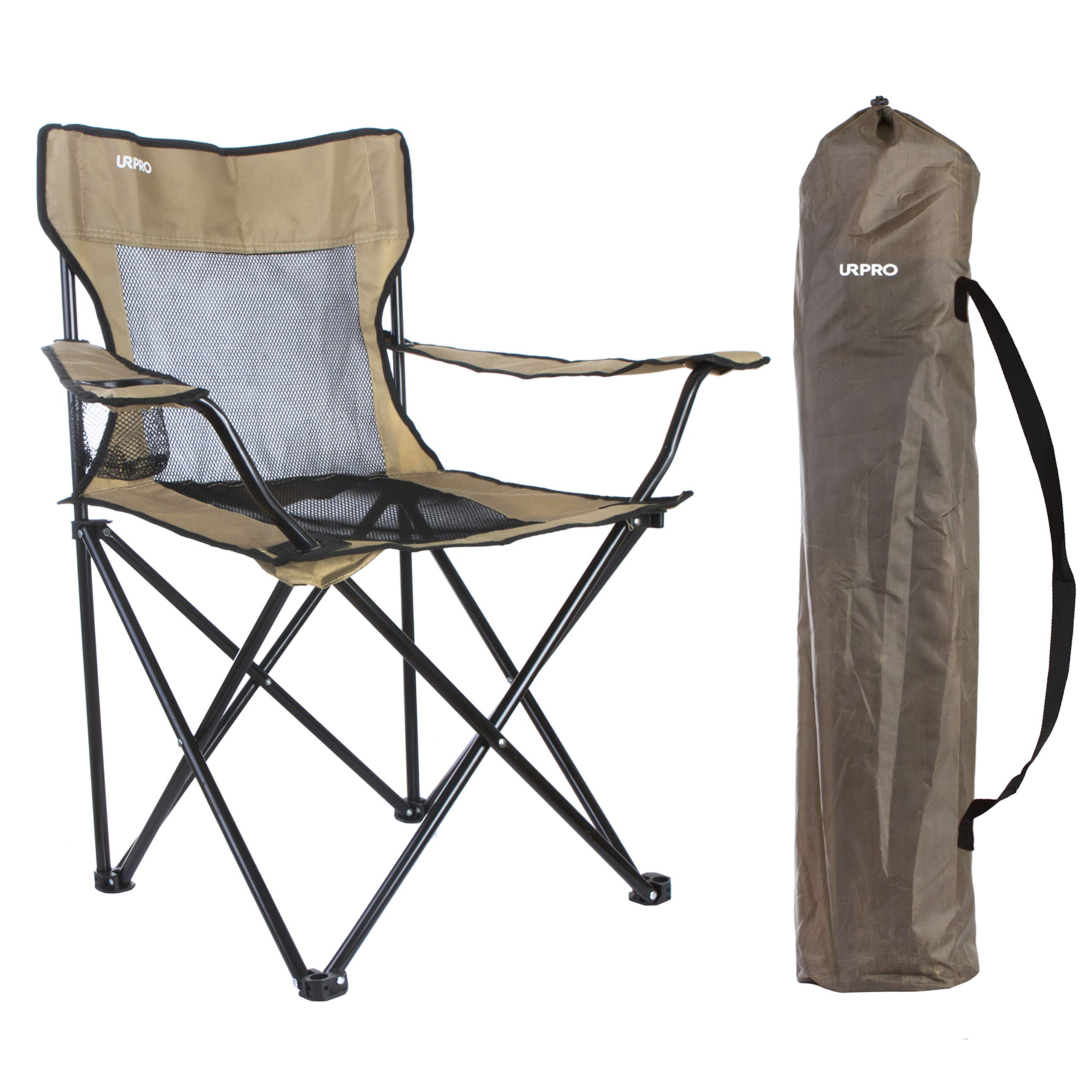 URPRO Camping Chair Portable Folding Mesh Back Quad Hiking Hunting