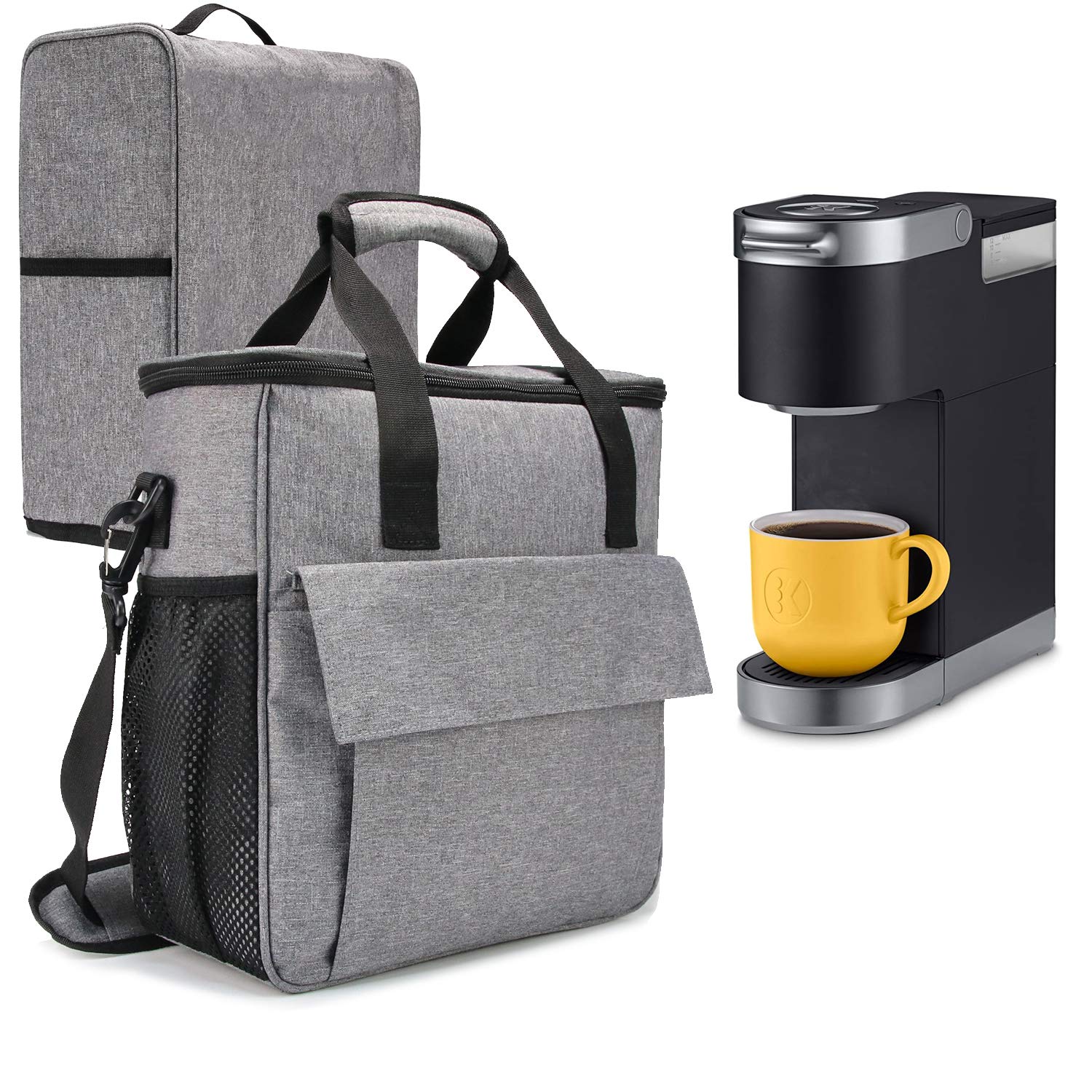 Photo 1 of VOSDANS Travel Coffee Maker Carry Bag With Cover, Case for Keurig K-Mini or K-Mini Plus, Coffee Pod or Travel Mug, Gray (Bag and Cover Only, Patent Design)