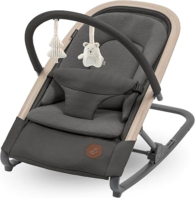 Maxi-cosi kori, rede para bebê 2 em 1 com arco de brincar, 0-2 anos, máx. 15 kg, cadeira de balanço para bebê, 3 posições reclináveis ​​com uma mão, leve e compacta, arnês fácil de colocar, eco care, cor beyond grafite
