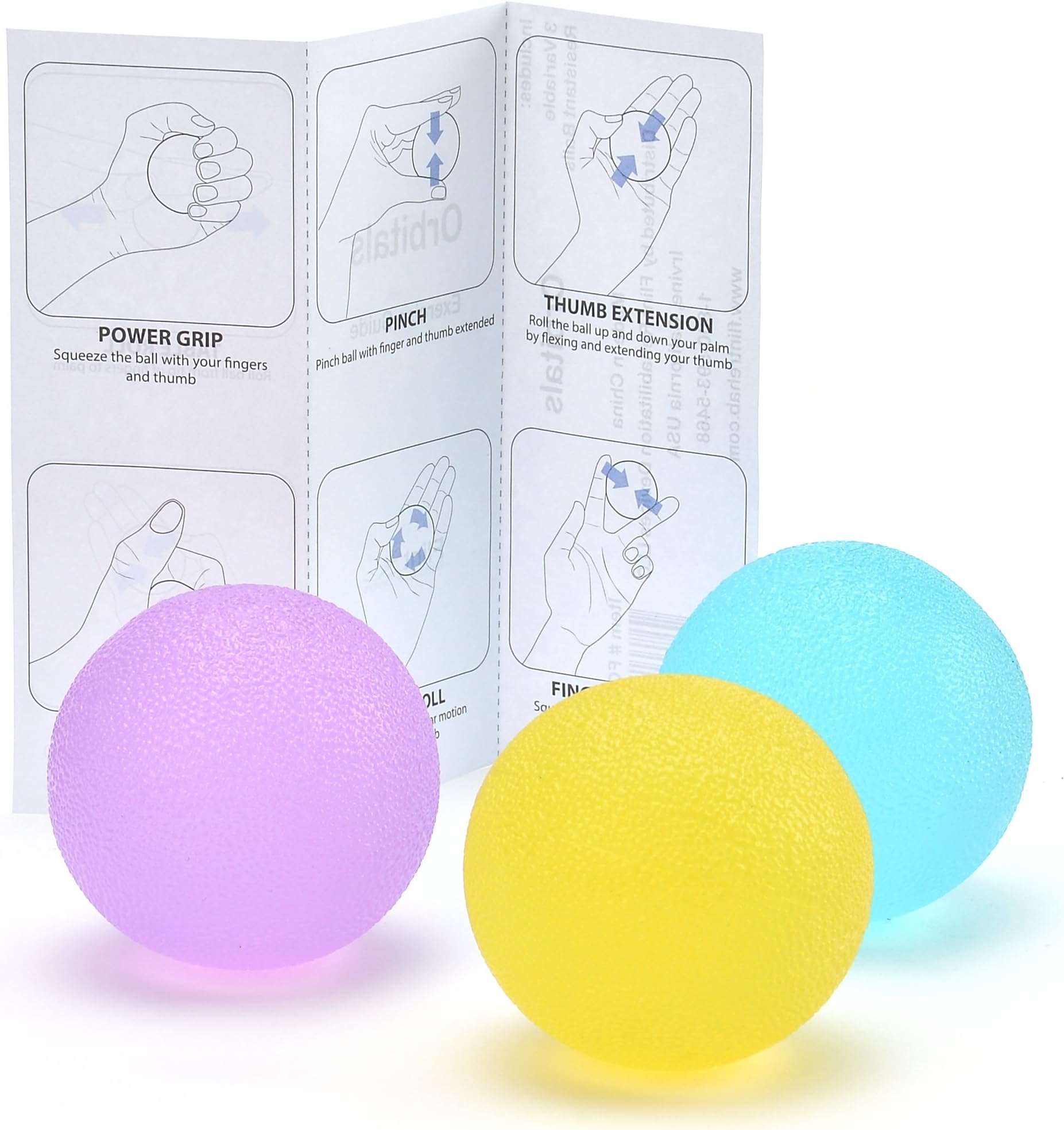 NIYIKOW FOR-3CT-1 Exercise Hand Grip Strengthening, Stress Relief Therapy, Squishy Balls, Arthritis Pain Relief Workout Set, Blue/Purple/Yellow