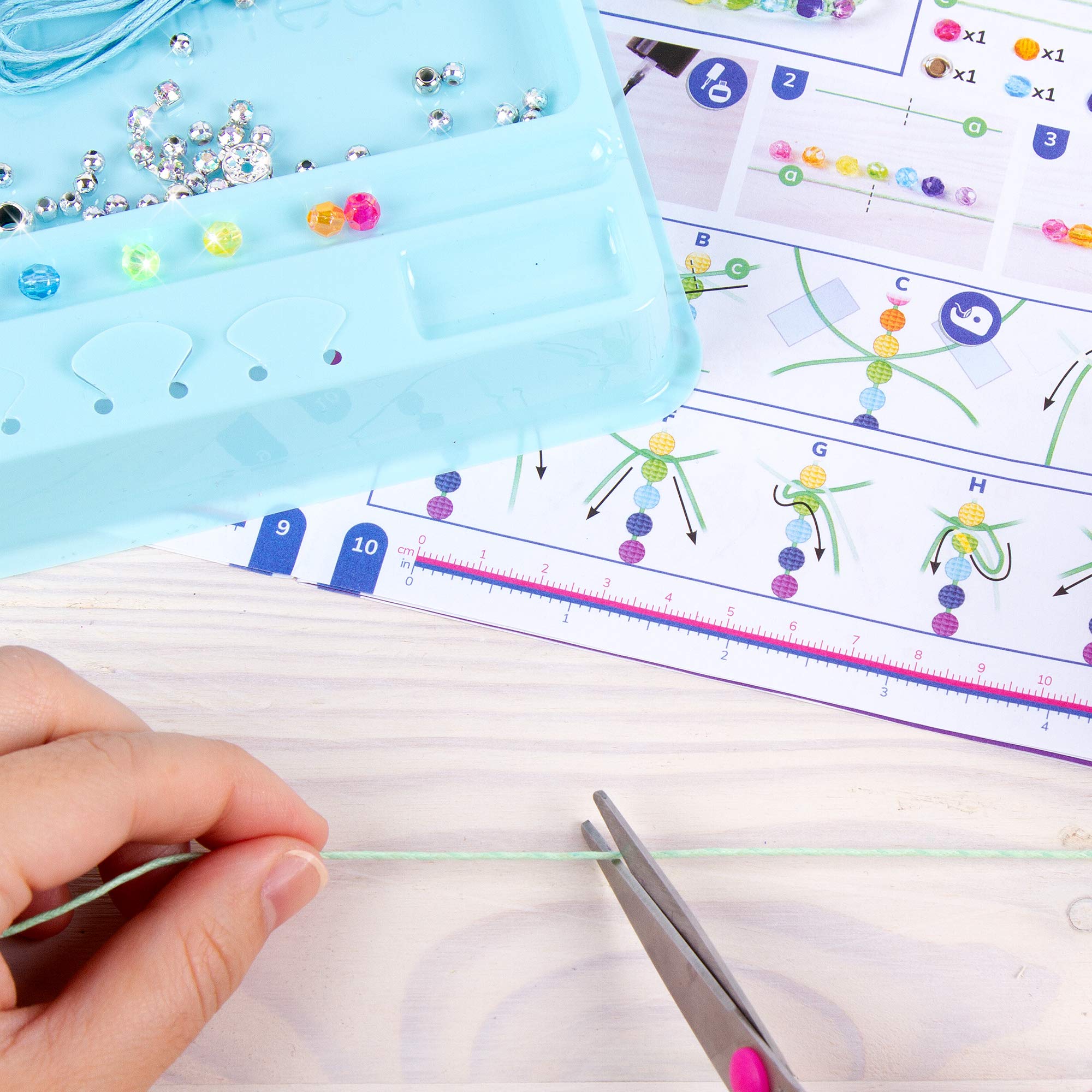 Make It Real: Rainbow Bling Bracelets Kit - Create 5 Unique Cord Charm Bracelets, 82 Pieces, Includes Play Tray, All-in-One, DIY Kit, Tweens & Girls, Arts & Crafts, Kids Ages 8+