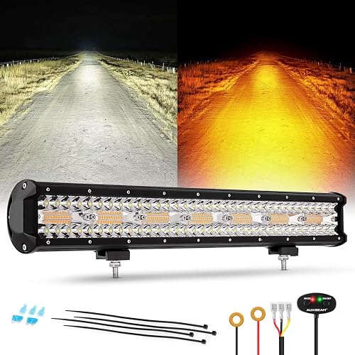 Amber LED Light Bar, 15'' 224W Quad Row Spot Flood Combo