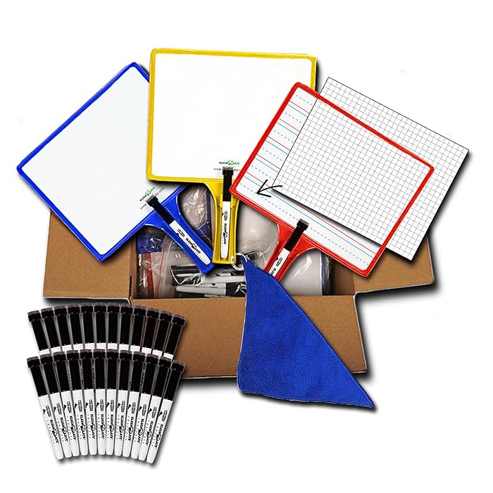 Set of 24 Customizable whiteboards w/dry erase sleeve & interchangeable graphic organizers + BONUS