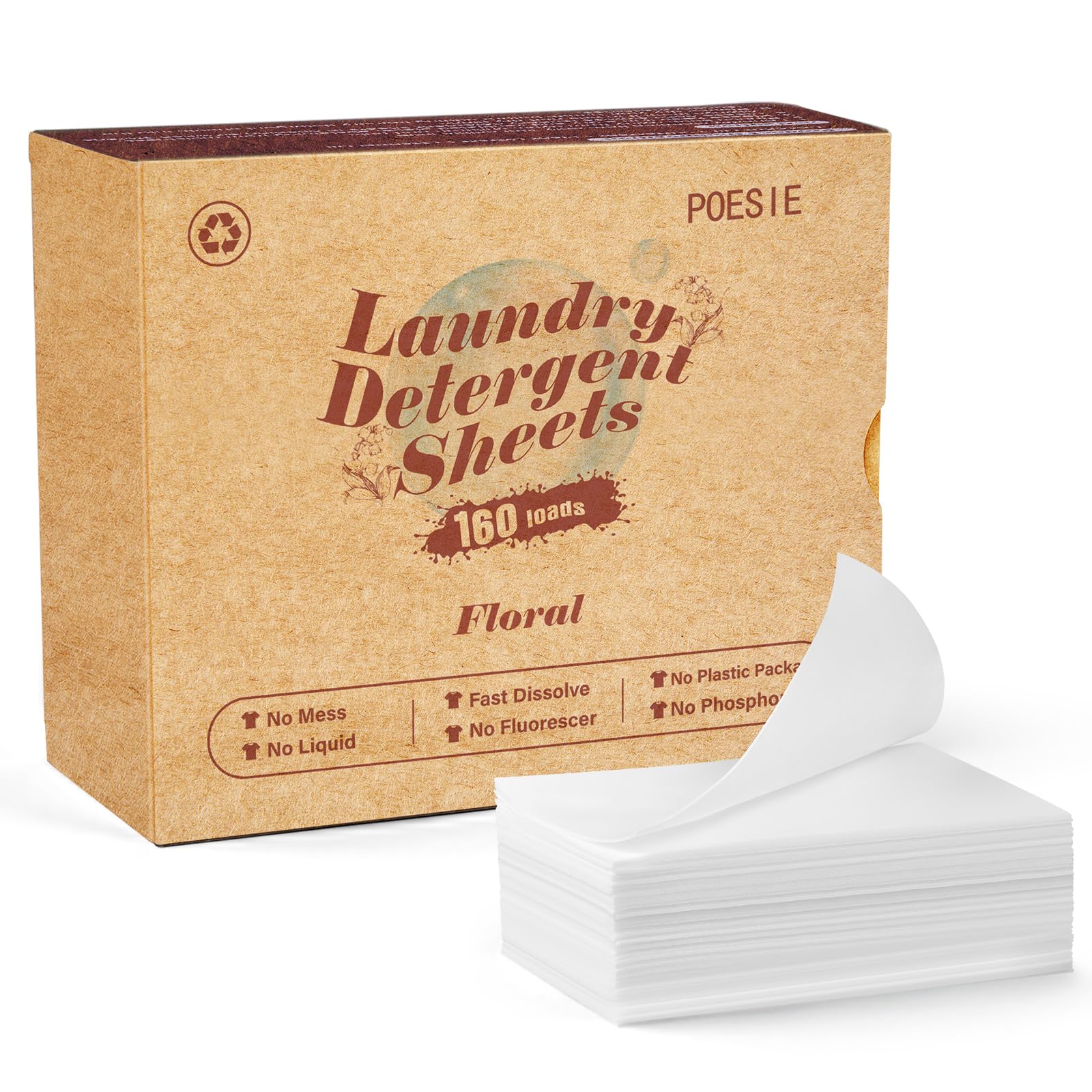 Photo 1 of Poesie Laundry Detergent Sheets Floral Scent 160 Count College Dorm Essentials for Girls No Messy Liquid Powder Detergent Strips for Clothes Washing