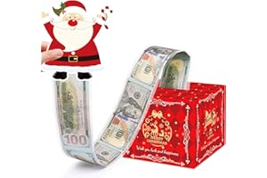 Meiidoshine Christmas Money Box for Cash Gift Pull, Surprise Money Gift Boxes for Kids Adults with 50Pcs Transparent Bags - Fun Ways to Give Cash as A for Your Loved Ones