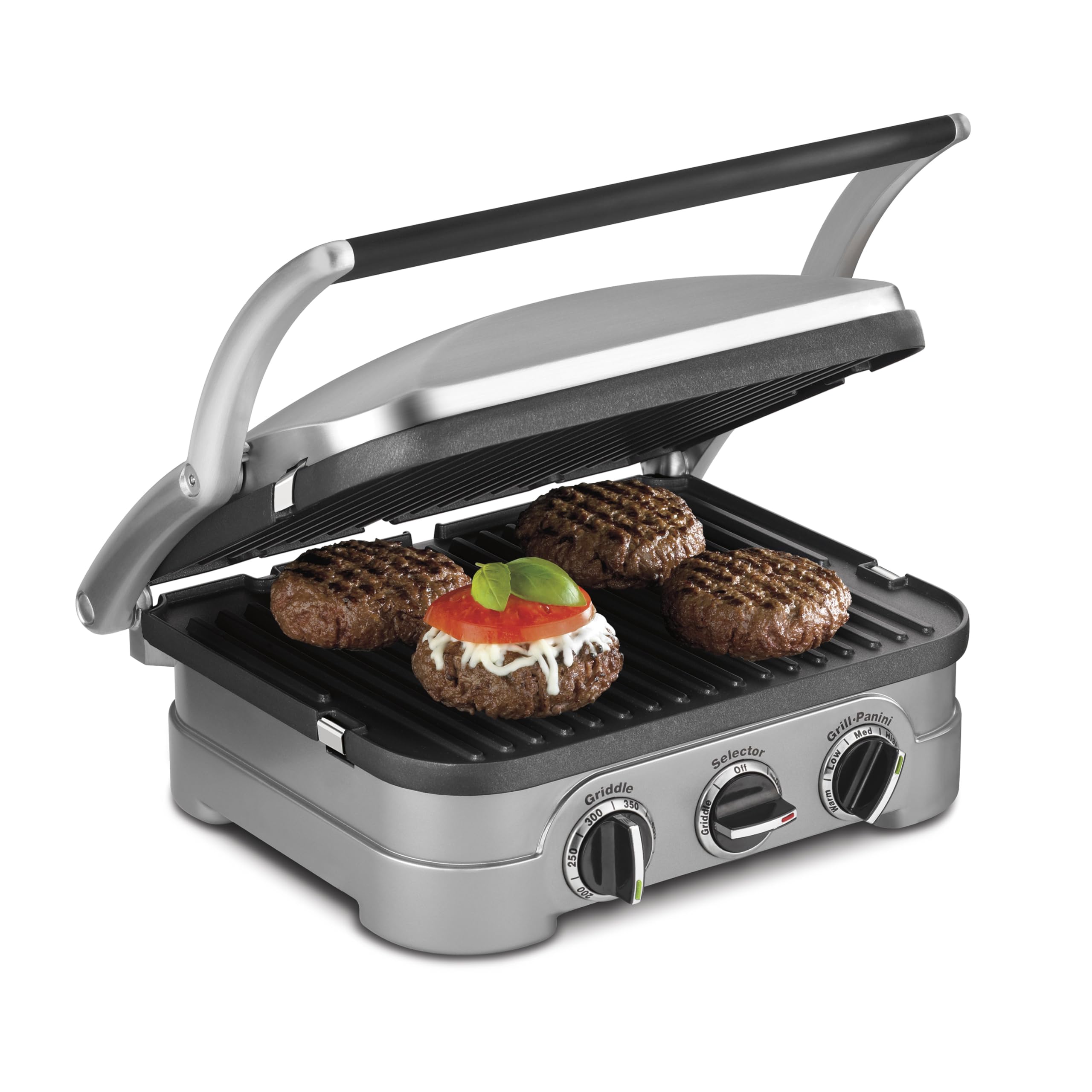 Cuisinart Griddler Indoor Grill, Panini Press, Sandwich Maker & More, 5-in-1 Grilling, Dishwasher-Safe Nonstick Cooking Plates, GR-4NNAS, Stainless Steel Image