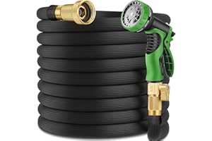 AMTIOPS 75 ft Garden Hose - 2025 New Upgraded Flexible Water Hose - Ultra Lightweight Kink-free Car Washing Pipe with 10 Function Sprayer and 3/4" Solid Brass Fittings - Durable,Leak proof Garden Hoses