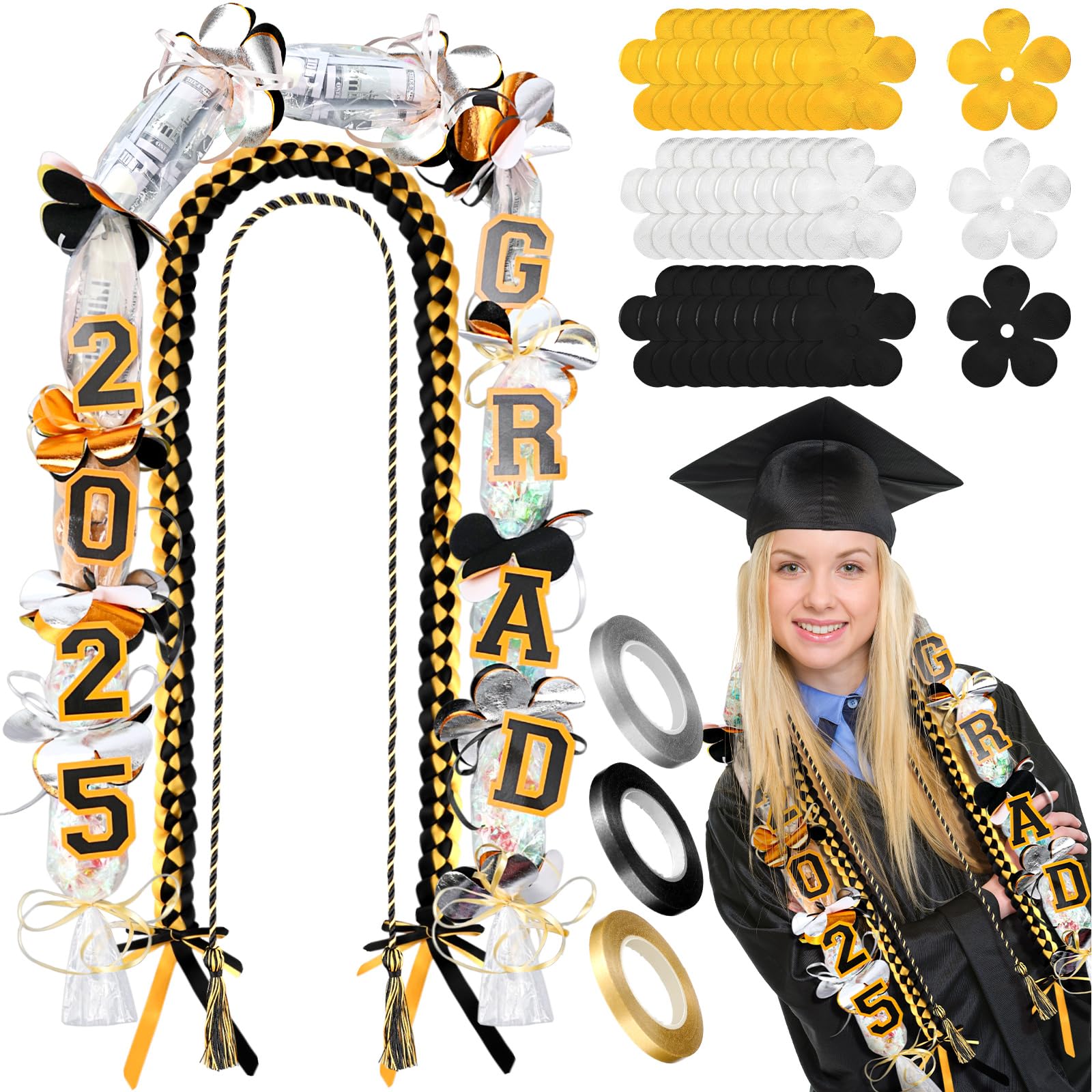 2 Leis Laurea Classe 2025 Con Spille Numeri 2025 - Collare Graduazione Blu Per Party E Cerimonia, Forniture Decorazioni