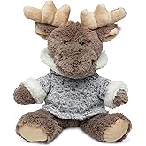 Puzzled DolliBu Plush Moose Stuffed Animal - Soft Plush Sitting Moose with Gray Hooded Sweater, Adorable Huggable Moose Plush Toy for Kids and Adults - 9 Inches