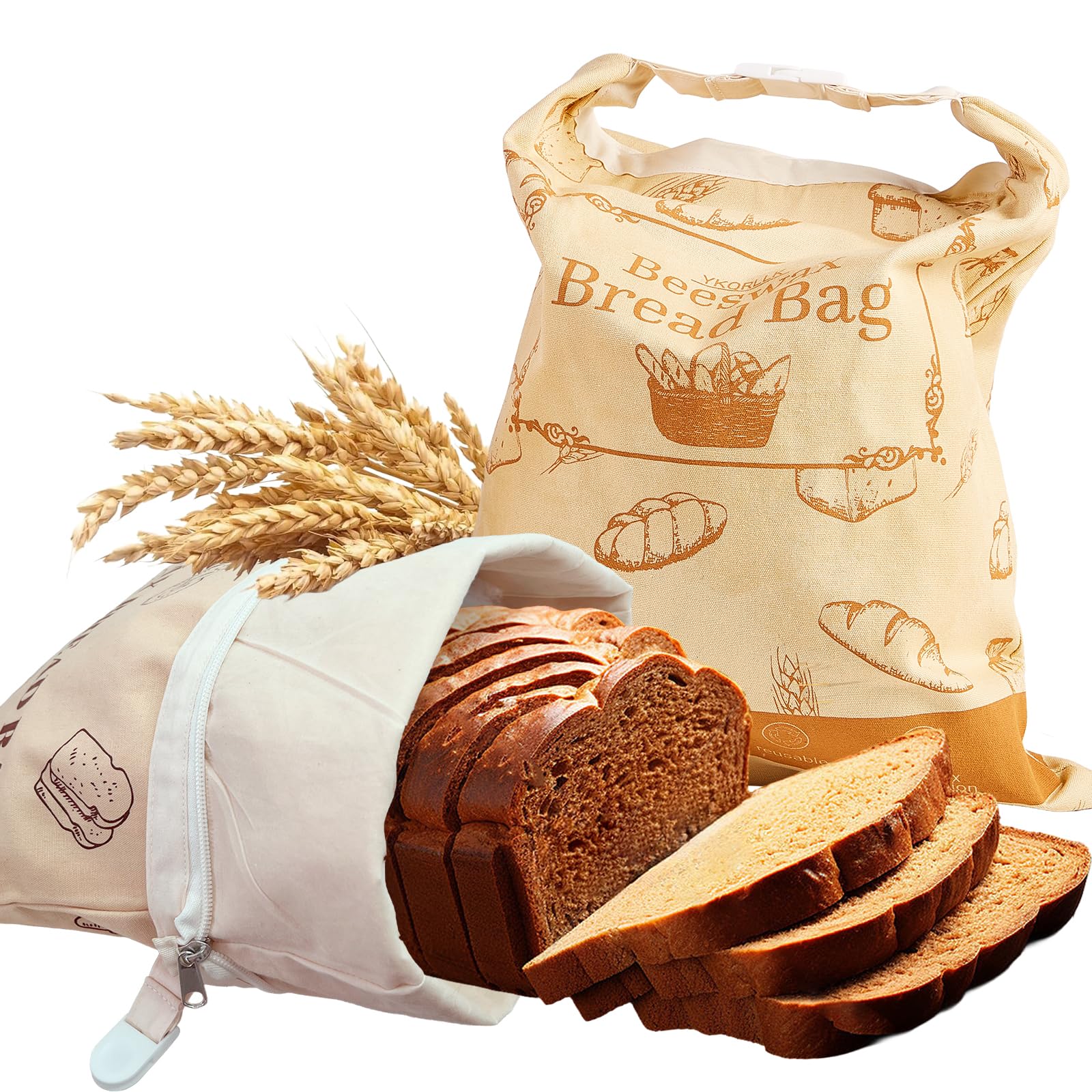 Photo 1 of 2 Pack Beeswax Bread Bags?Cotton ?XL 17x13 Inch