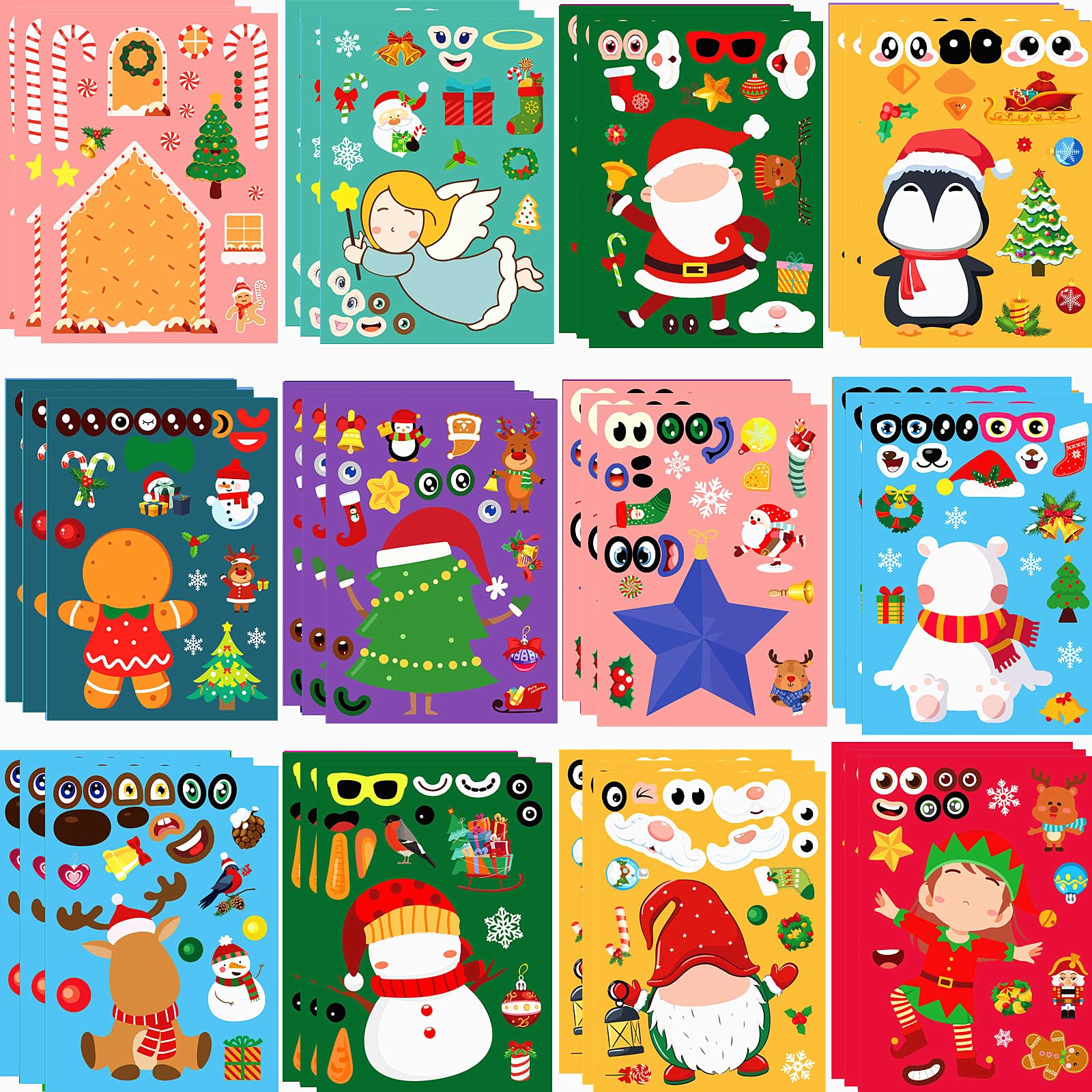 Photo 1 of 36 Sheets Christmas Stickers for Kids, Christmas Crafts Make Your Own DIY Stickers for Holiday Games Gifts Toys Party Supplies