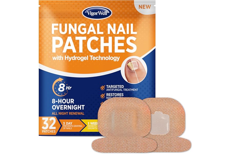 Toenail Fungus Treatment Extra Strength – (Medium) 32 Nighttime Hydrogel Patches for Overnight Toenail Repair – Visible Results in 8 Hours – Fungal Nail Patches for Toenail Fungus Relief