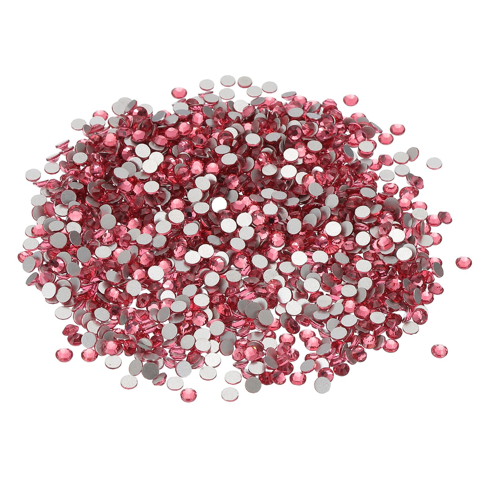 PATIKIL SS16/1440Pcs Glass Diamante Rhinestone, Crystal Glass Flat Back Rhinestones Round Crystal Man Made Gems Diamond Decor for Nail Art Craft Clothes DIY Makeup, Rose Red