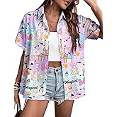 Magical Shirt for Women: Best Day Ever Shirts Funny Castles Graphic Tee Family Vacation Holiday Button Up Tops