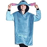Disney Stitch Fleece Hoodie Blanket for Kids and Teenagers - One Size Fluffy Oversized Hoodie - Stitch Gifts