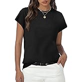 Womens Tops Summer Sweater Short Sleeve Shirts Dressy Casual Basic Casual Cap Sleeve Tops Beach Vacation Clothes