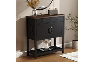 ChooChoo Farmhouse Console Table, Entryway Table with Storage Shelf, Coffee Bar Cabinet, Narrow Buffet Sideboard for Kitchen,