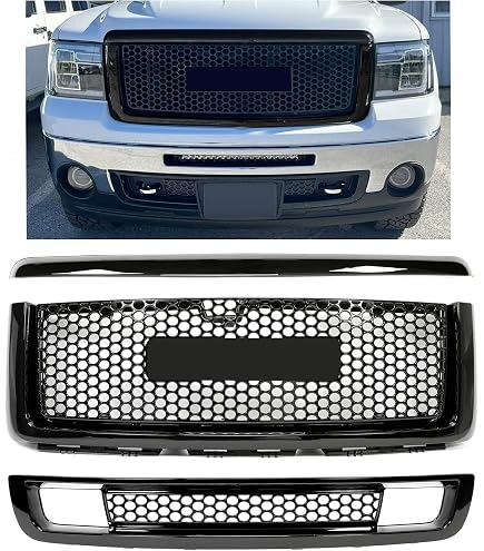 Chrome Front Lower Bumper Grille For 2007-2013 GMC Sierra 1500 Denali - ABS Plastic, Easy Install