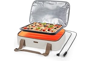 TOURIT Food Warmer Heated Casserole Carrier Electirc 12V 110V Portable Food Warmer Insulated Casserole Carrier for Fits 9" x 13" Baking Dish