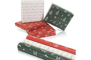ZICOTO Beautiful Christmas Gift Wrapping Paper Rolls For Small & Medium Size Gifts - Set of 3 Quality Paper Rolls With Cute Designs - Add a Touch of Magic to Every Gift You Wrap - 17 in x 120 in Per Roll