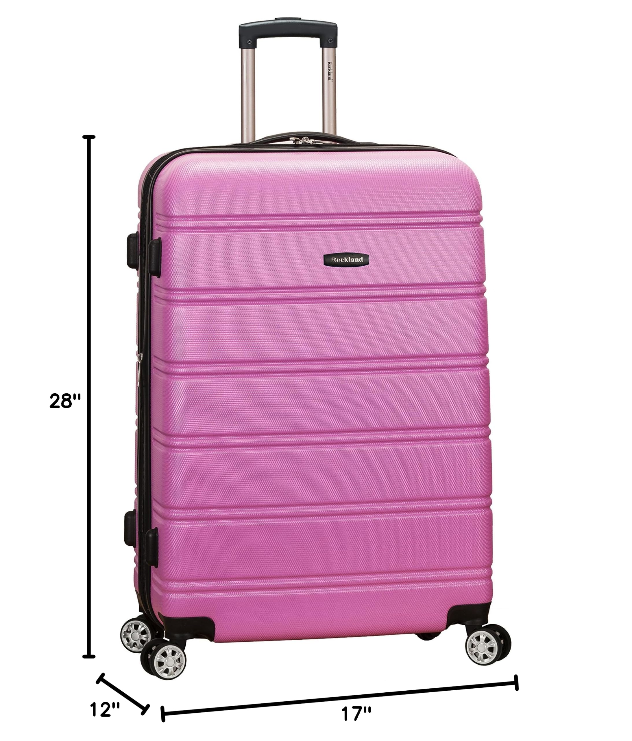 Rockland Melbourne Hardside Expandable Luggage with Spinner Wheels, Pink, Checked Large 28