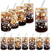 Singhoow 10 Pcs Inspirational Gift for Women 16 oz Glass Cups with Lids Coffee Cup Bulk Thank You Appreciation Gift for Employee Team Coworker Staff (Positive)