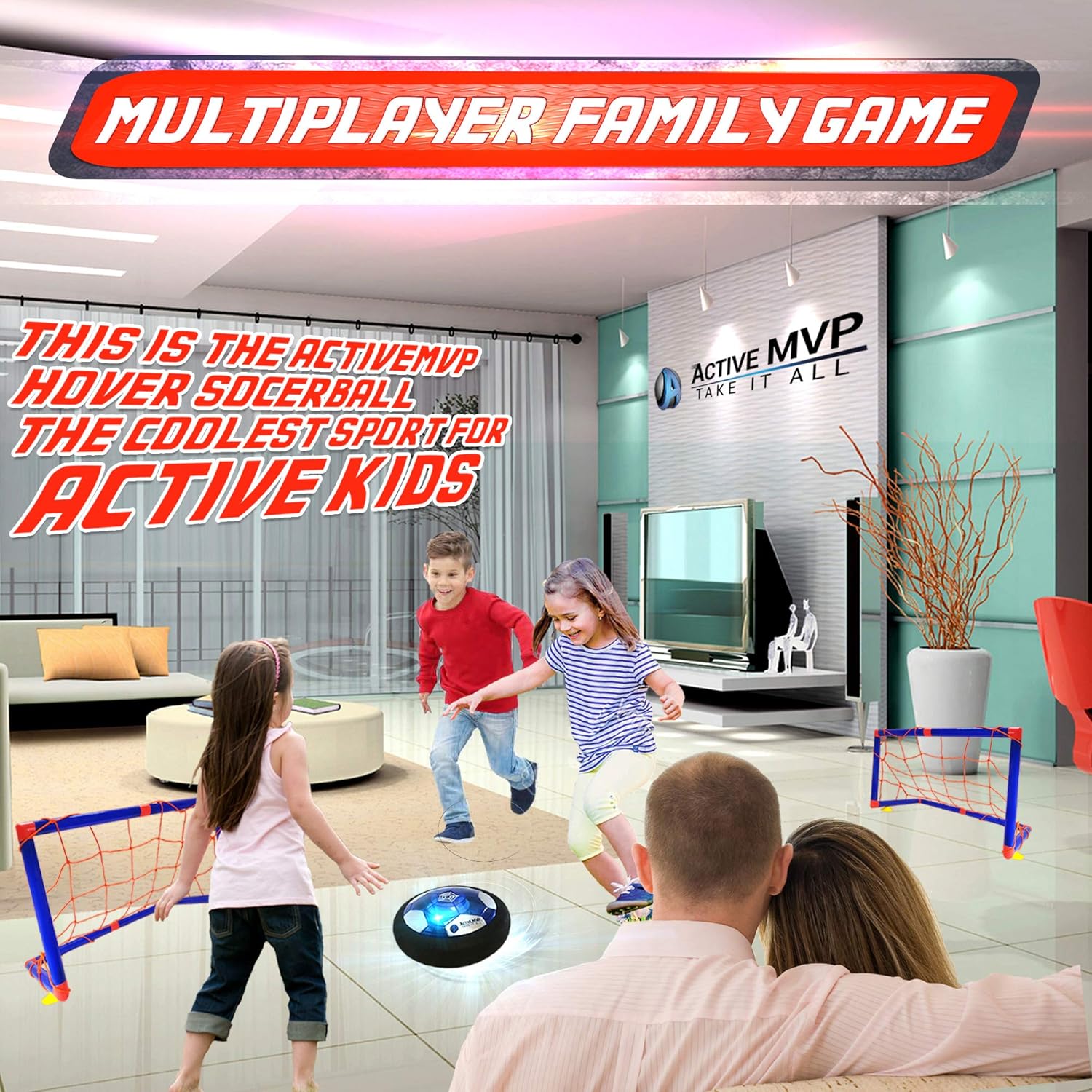 ActiveMVP Kids Toys Rechargeable Hover Soccer Ball Set with 2 Goals, Indoor LED Light Up Fun Air Soccer Game - No Battery Needed, Strong Improved ABS Plastic Quality - Boys Girls Age 3 4 5 6 7 8 9 11+: Toys & Games