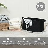 TIMEYARD Large Laundry Basket 65L Rope Storage Black 55x38x30 cm view 3