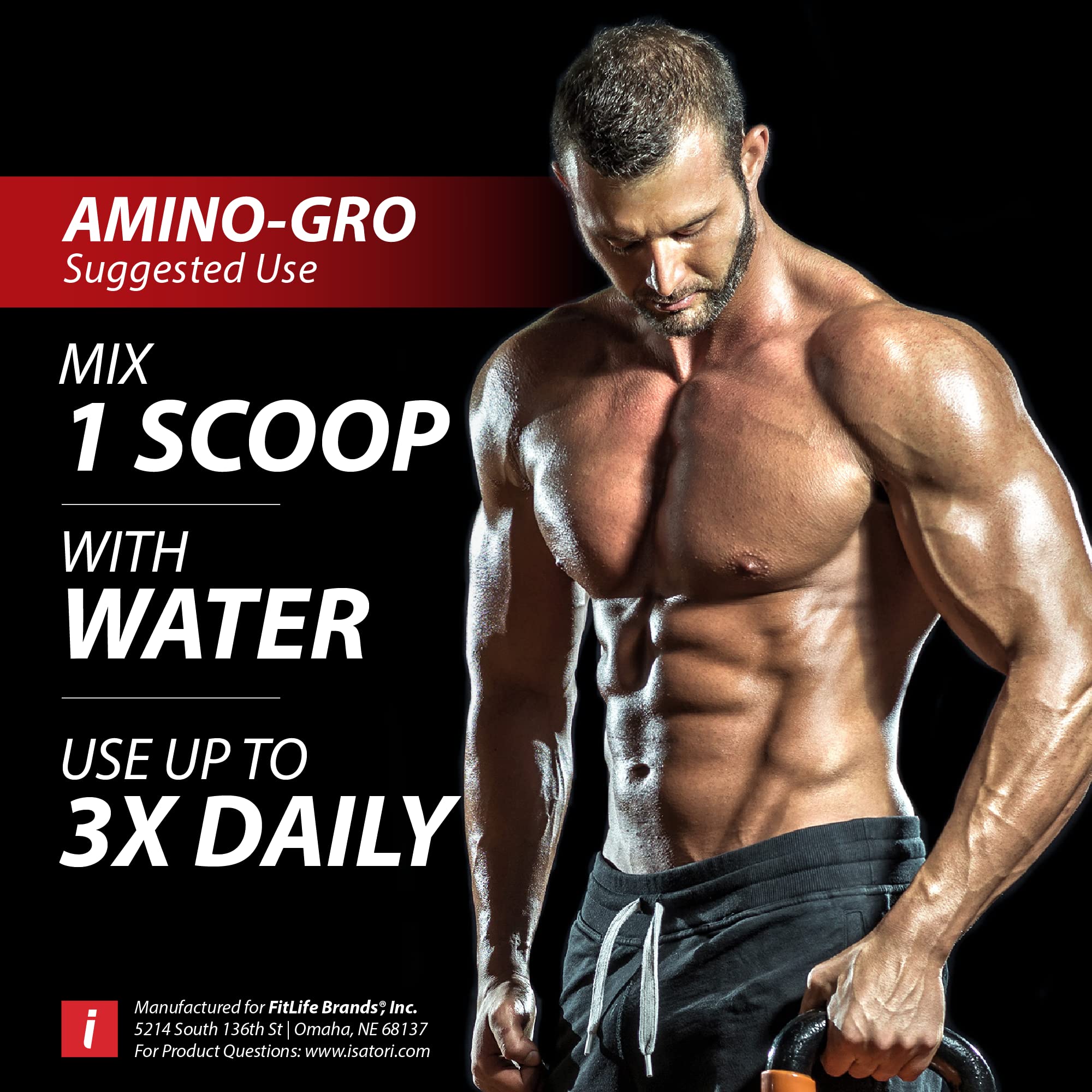 iSatori Amino-GRO BCAA Powder, Branched Chain Amino Acids with Glutamine, Electrolyte Powder & Bio-GRO Bio-Active Peptides for Muscle Growth & Post Workout Recovery, Blue Razz Snow Cone (30 Servings)
