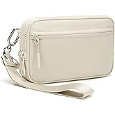 FODOKO Wristlet wallets for women Nylon Quilted Wallet with 4 Zippers,Travel Credit Card,Holder Cell Phone Organizer