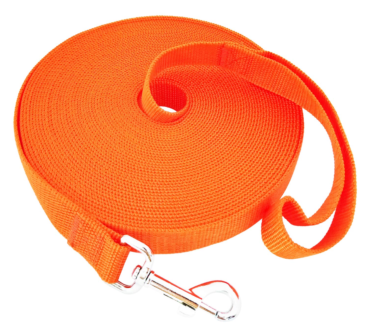 SALO Nylon Training Dog Leash for Small Medium Large Dogs, 1 Inch Wide, 20ft 30ft 40ft 50ft Long Leash Dog/Puppy Lead for Obedience Recall Training, Camping, or Backyard (50 Foot, Orange)