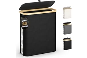 ELIHGTBY 42L Toilet Paper Storage Basket with Lid - Mega Capacity Holds 20 Rolls, Foldable Over-the-Toilet Storage & Organize