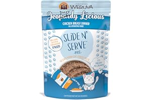 Weruva Slide N' Serve Paté Wet Cat Food, Jeopurrdy Licious Chicken Dinner, 2.8oz Pouch (Pack of 12)