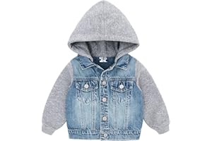 famuka Baby Boy Denim Jacket Toddlers Hooded Jean Coat