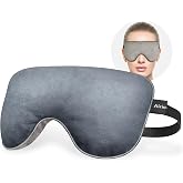 AiricePac Lavender Heat Eye Mask, Microwavable Moist Heating Pad for Dry Eyes, Blepharitis &amp; Stye, Blue, Soft &amp; Durable, Adjustable Strap