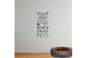 WALLPRESSIONS 24"x10" Second Hand Animals Make First Class Pets Lover Dog Cat Gift Shelter Adoption Adopt Wall Decal Sticker Art Mural Home Decor