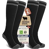 Merino Wool Compression Socks for Women Men (2/3 Pairs) Knee High Winter Thermal Thick Warm for Nurse Pregnant Travel