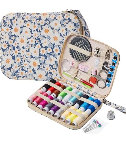 Dritz Denim Sewing Kit - Complete Repair Kit In Navy & Lime Case