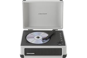 Crosley CR3505DP-WF Cruiser Retro Portable CD Player with Stereo Bluetooth Speakers and FM Radio, White Farmhouse