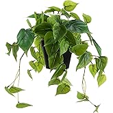 LuckyGreenery Artificial Scindapsus Aureus, Realistic Fake Plant with Plastic Pot for Home Office Garden Decoration 1 Pack(8in H)
