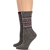 Wise Blend Women's Wool Blend Casual Aztec Knit Pattern Crew Socks 2 Pair Pack