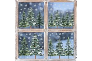 Horaldaily 130 PCS Christmas Window Cling Sticker, Trees Snow for Home Party Supplies Shop Window Glass Display Decoration