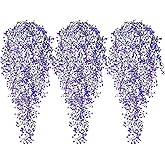 QUOZUO Fake Hanging Plants, 3pcs Faux Hanging Plants Purple, Artificial Plants Ferns Ivy Vine for Wall House Indoor Outdoor Room Home Decor