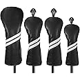 Golf Club Head Covers - 4pcs or 1pc Golf Accessories Club Covers Set for Woods and Driver Fairway Hybrids with Interchangeable Tags