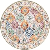 SHACOS Round Rug 120 cm Non Slip Washable Boho Vintage Floral Circle view 8