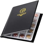 200 Pockets Coin Album - 10 Pages, 33x33 mm Grid Holder,Black | Coin Collecting Book with 10 Pages, for Pounds Pence Cents Dollars Nickel