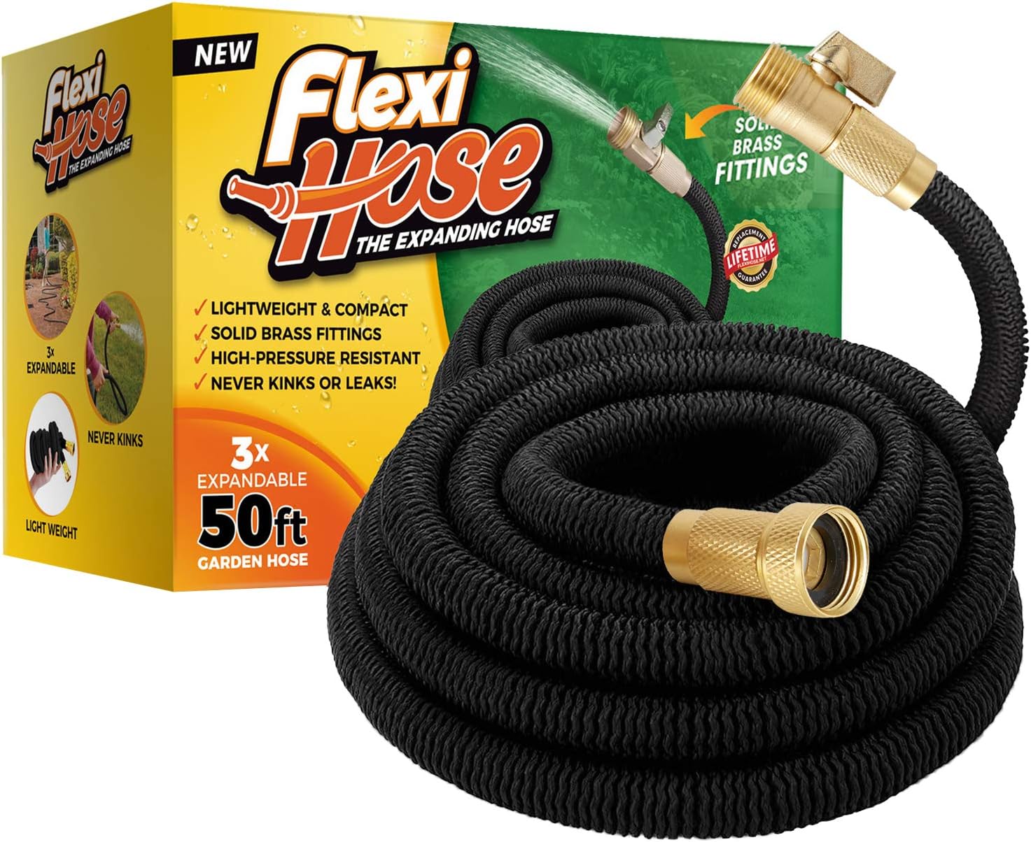 Flexi Hose Lightweight Expandable Garden Hose, Ultimate No-Kink Flexibility
