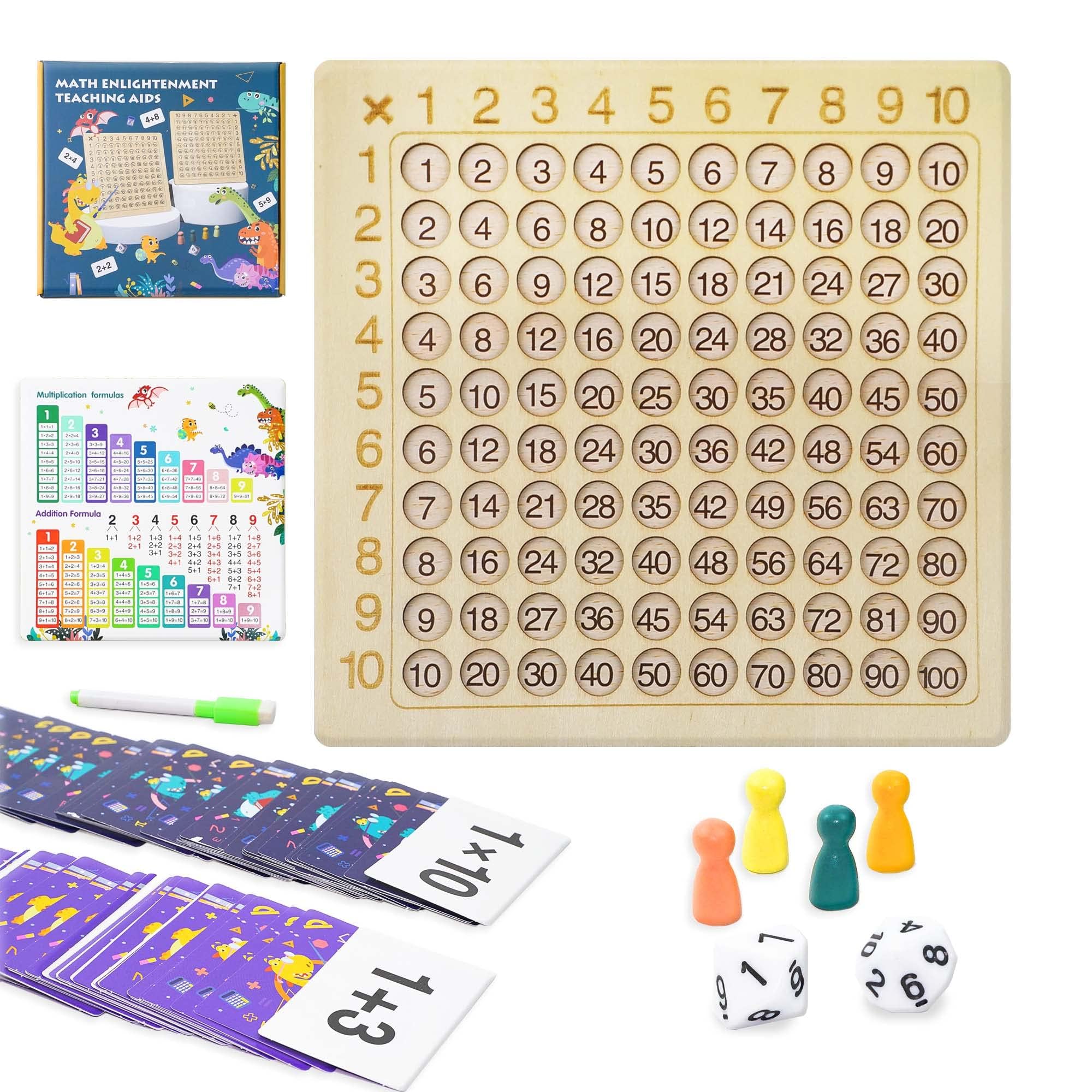 VingaHouse Multiplication Board Game,2in1 educational toys, multiplication board and addition board, multiplication education for kids, suitable as a gifts for boys and girls