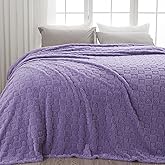 NEWCOSPLAY Super Soft King Blanket Lavender Premium Silky Flannel Fleece 3D Heart Checkered Lightweight Bed Blanket All Season Use (Lavender Heart, King(90"x110"))