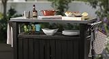 Keter Grande BBQ Side Table Brown 183L Storage Heavy Duty PVC Outdoor Kitchen view 2